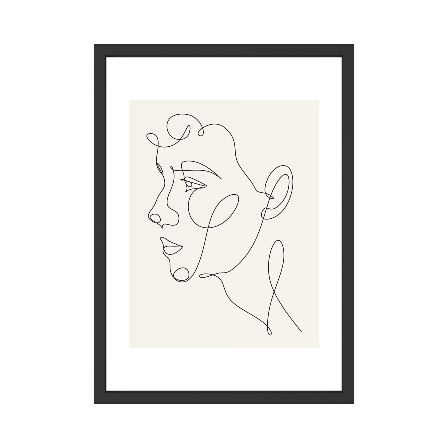 Minimalist One Line Face Art Print – Modern Black & White Poster