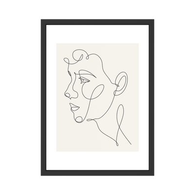 Minimalist One Line Face Art Print – Modern Black & White Poster