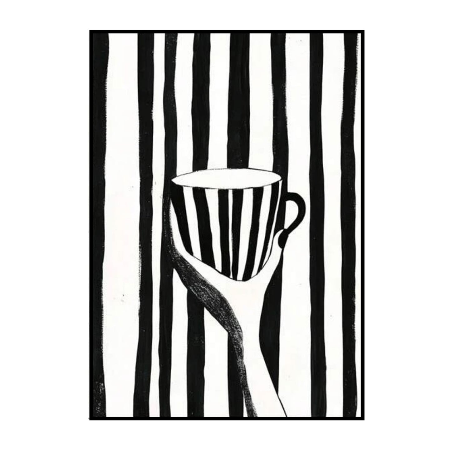 Black & White Illusion Mug Poster – Minimalist Striped Art