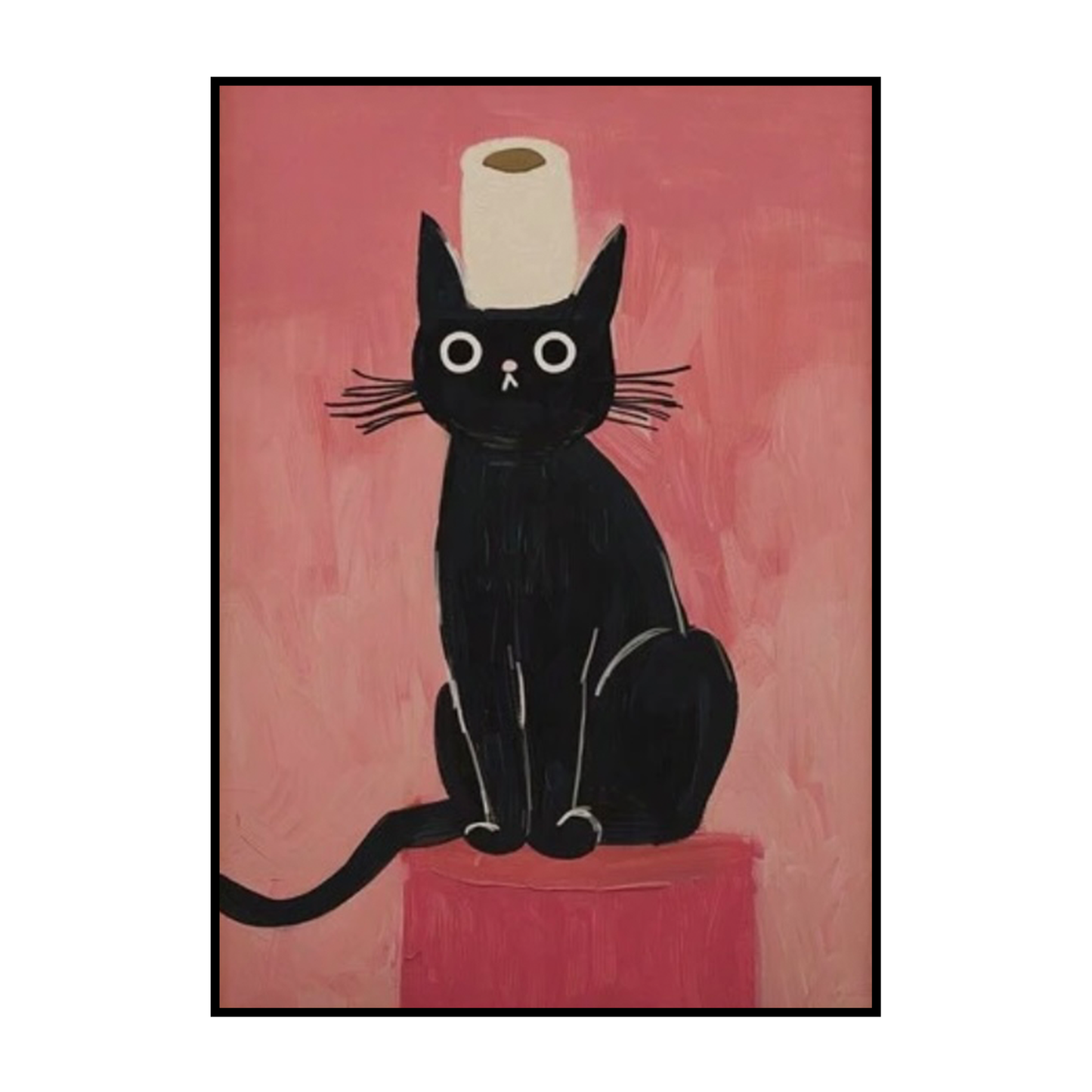 Toilet Paper Cat – Quirky Black Cat Poster