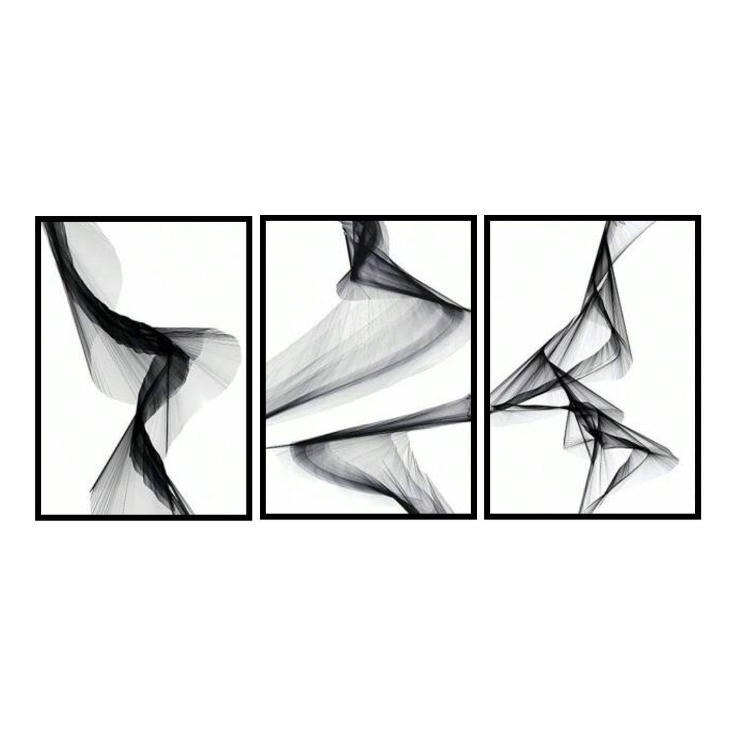 Abstract Black & White Line Art – 3 Piece Minimalist Wall Set
