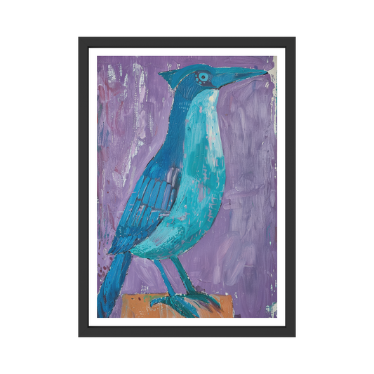 Bluebird on Violet Canvas – Modern Framed Wall Art