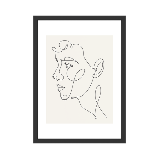 Minimalist One Line Face Art Print – Modern Black & White Poster