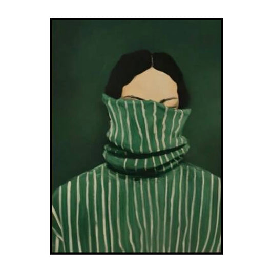 Minimalist Green Striped Sweater Poster - Silent Mystery