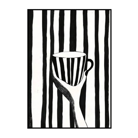 Black & White Illusion Mug Poster – Minimalist Striped Art