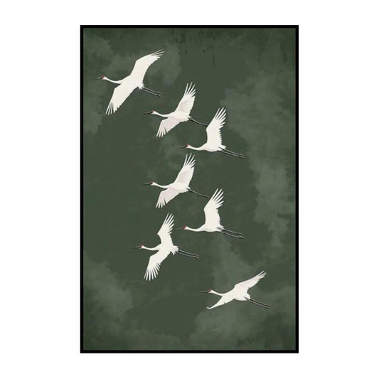 Graceful Cranes in Flight – Minimalist Nature Poster