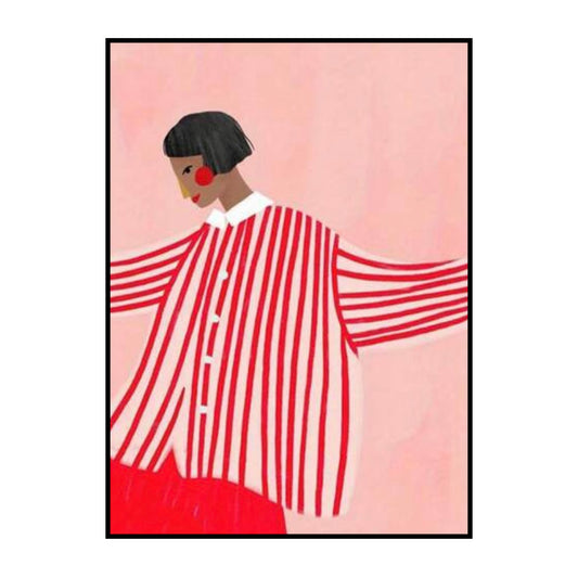 Woman in Red Stripes – Modern Abstract Fashion Poster