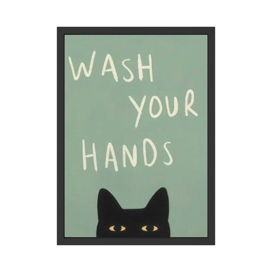 Wash Your Hands – Cat Illustration Poster