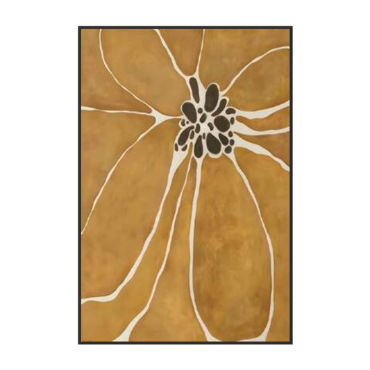 Golden Abstract Flower – Modern Botanical Wall Art Poster