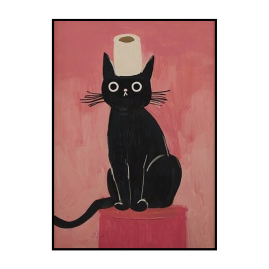 Toilet Paper Cat – Quirky Black Cat Poster