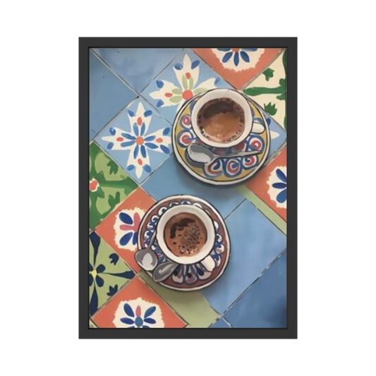 Arabic Coffee Duo – Mediterranean Tile Art Print
